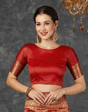 Kemp Red Banarasi Silk Saree with Intricate All-over Zari Weave