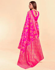 Rani Pink Banarasi Silk Saree with Golden Zari Weaving