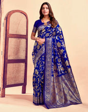 Royal Blue Banarasi Silk Saree with Golden Zari Weaving