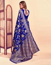 Royal Blue Banarasi Silk Saree with Golden Zari Weaving