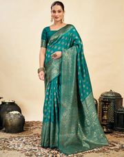 Striking Rama Green Banarasi Silk Saree