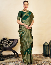 Sophisticated Bottle Green Banarasi Silk Saree
