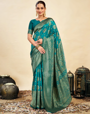 Striking Teal Green Banarasi Silk Saree