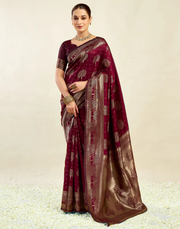 Opulent Maroon Banarasi Silk Saree