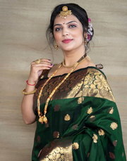 Regal Bottle Green Banarasi Silk Saree with Golden Zari Weaving