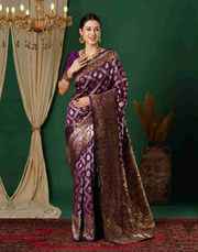 Luxurious Wine-Colored Banarasi Silk Saree
