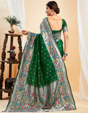 Elegant Bottle Green Banarasi Silk Saree