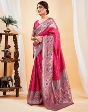 Elegant Gajri Pink Banarasi Silk Saree