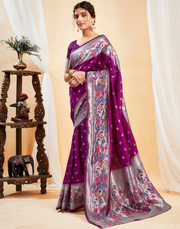 Stunning Magenta Banarasi Silk Saree