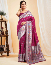 Exquisite Rani Pink Banarasi Silk Saree