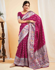 Exquisite Rani Pink Banarasi Silk Saree