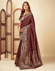 Regal Maroon Banarasi Silk Saree