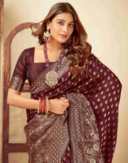 Regal Maroon Banarasi Silk Saree