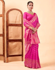 Exquisite Rani Pink Banarasi Silk Saree