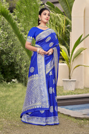 Royal Blue Banarasi Silk Saree with Luxurious Golden Zari