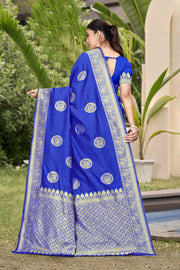 Royal Blue Banarasi Silk Saree with Luxurious Golden Zari