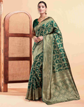 Regal Bottle Green Banarasi Silk Saree with Intricate Zari Weave