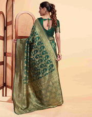 Regal Bottle Green Banarasi Silk Saree with Intricate Zari Weave