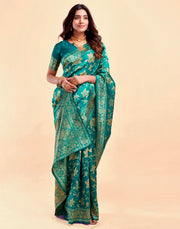 Rama Green Banarasi Silk Saree with Golden Zari Weaving
