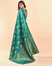 Rama Green Banarasi Silk Saree with Golden Zari Weaving