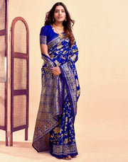 Royal Blue Banarasi Silk Saree with Golden Zari Weaving