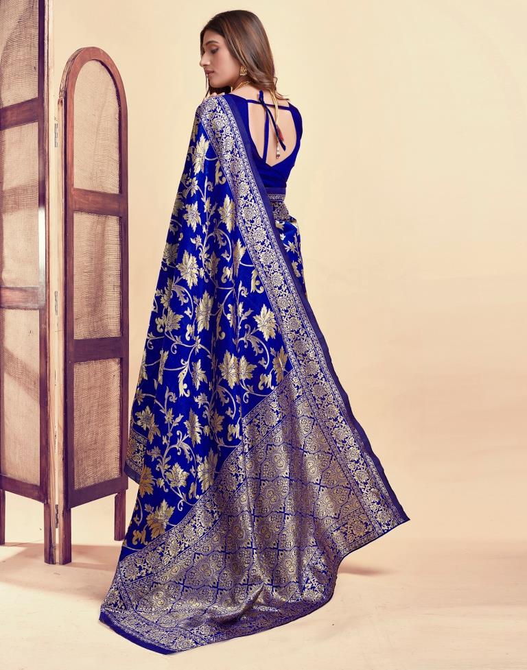 Royal Blue Banarasi Silk Saree with Golden Zari Weaving