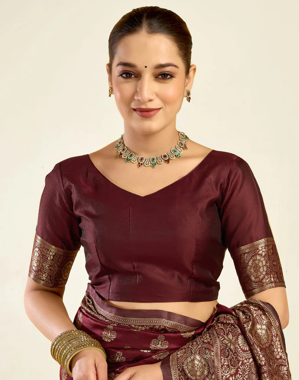 Regal Maroon Banarasi Silk Saree with Grand Golden Zari Weaving