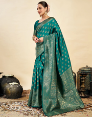 Striking Rama Green Banarasi Silk Saree