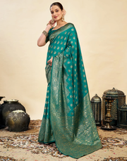 Striking Rama Green Banarasi Silk Saree