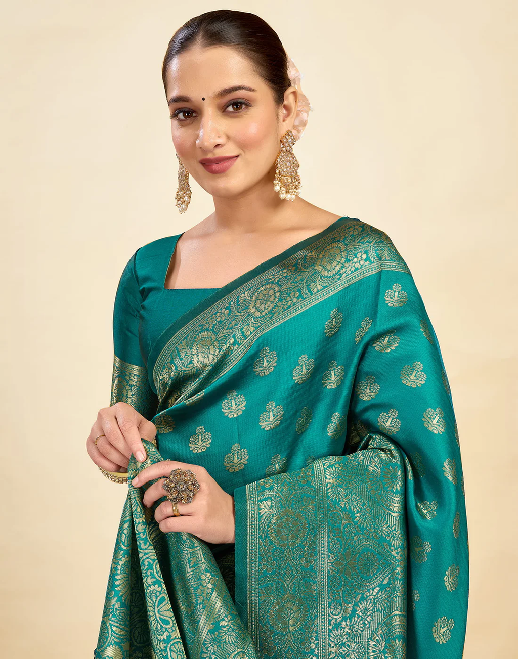 Striking Rama Green Banarasi Silk Saree