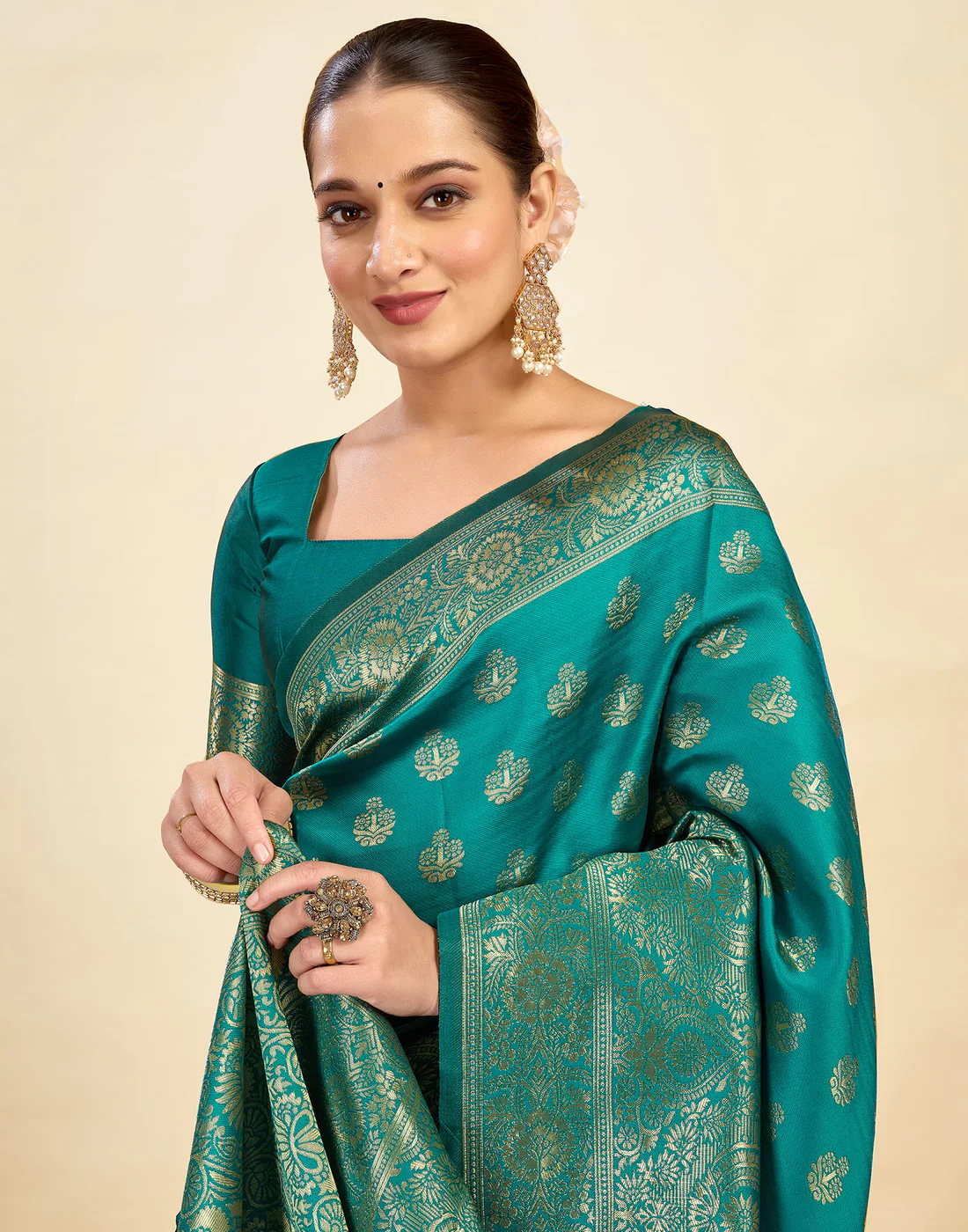 Striking Rama Green Banarasi Silk Saree