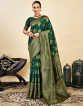 Sophisticated Bottle Green Banarasi Silk Saree
