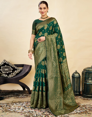 Sophisticated Bottle Green Banarasi Silk Saree