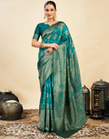 Striking Teal Green Banarasi Silk Saree