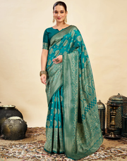 Striking Teal Green Banarasi Silk Saree