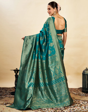 Striking Teal Green Banarasi Silk Saree