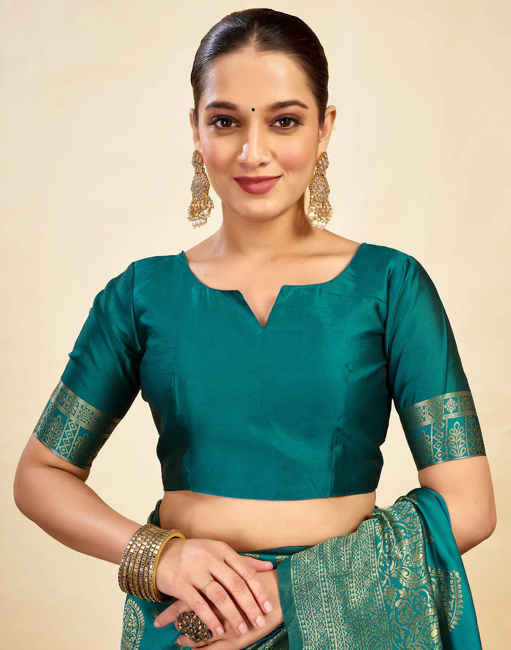 Striking Teal Green Banarasi Silk Saree