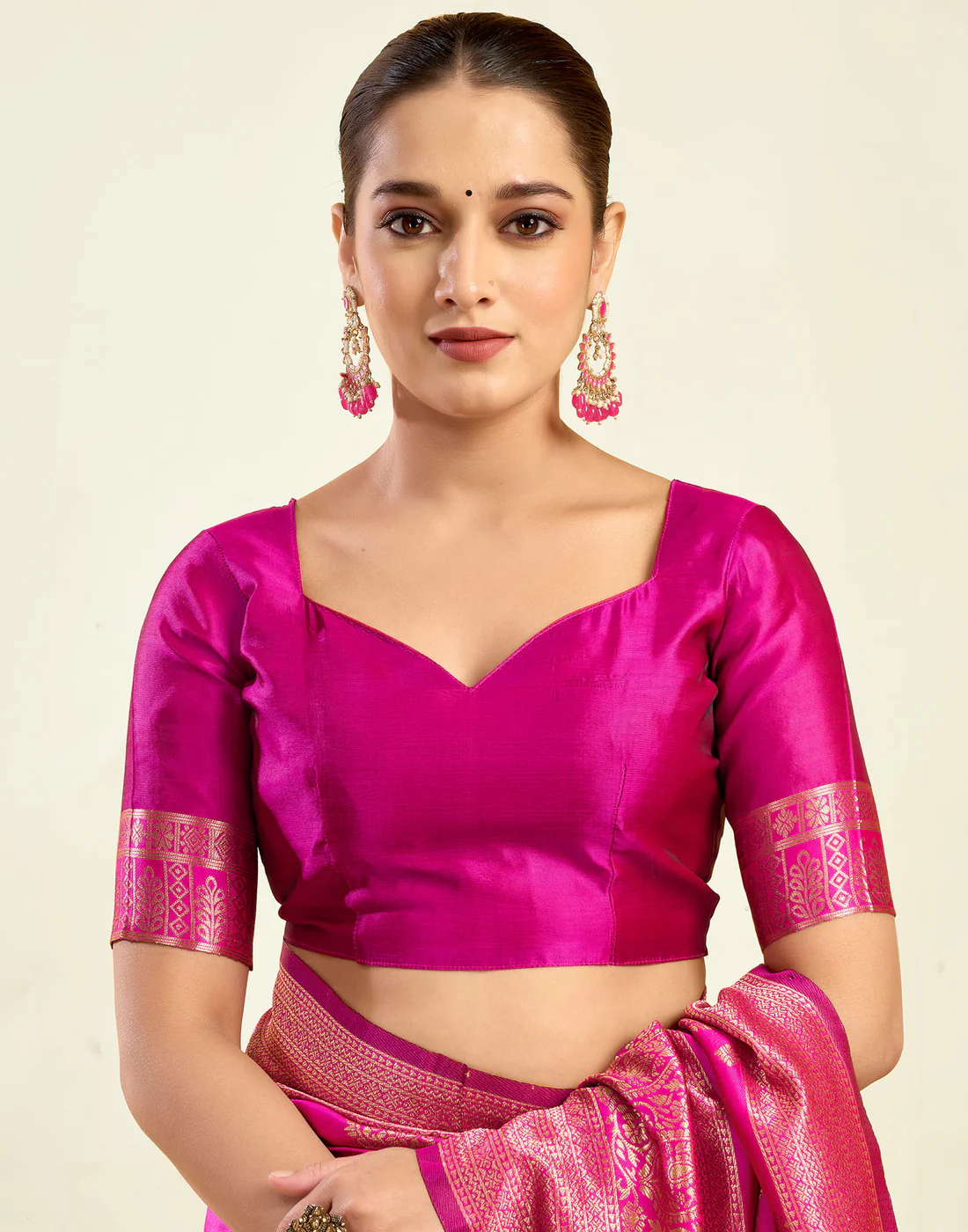 Vibrant Rani Pink Banarasi Silk Saree with Luxurious Zari Weaving