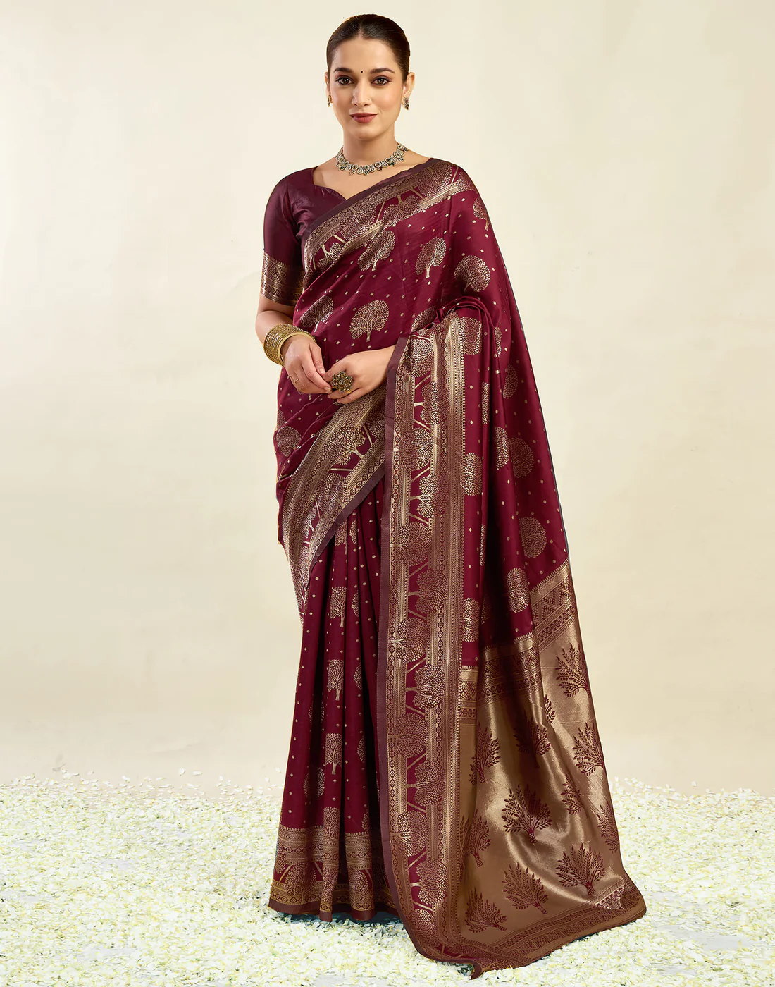 Opulent Maroon Banarasi Silk Saree