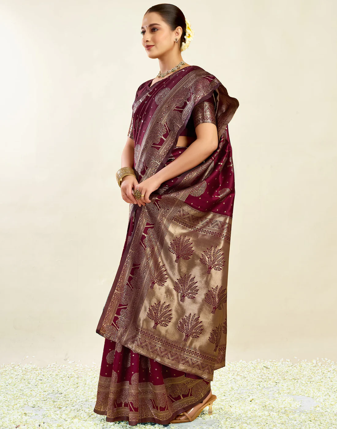 Opulent Maroon Banarasi Silk Saree