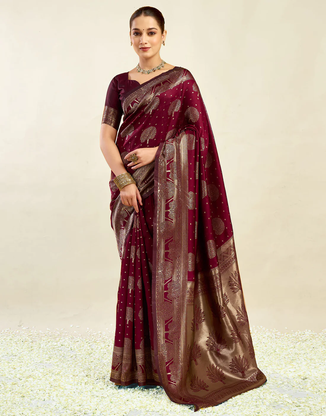 Opulent Maroon Banarasi Silk Saree