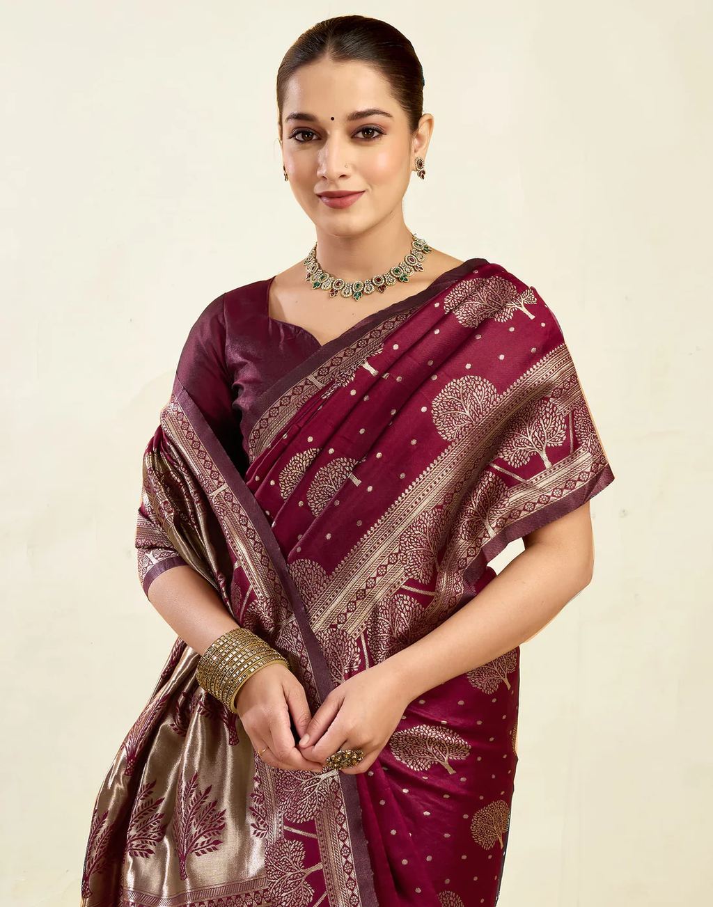 Opulent Maroon Banarasi Silk Saree