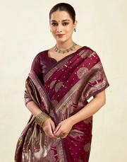 Opulent Maroon Banarasi Silk Saree