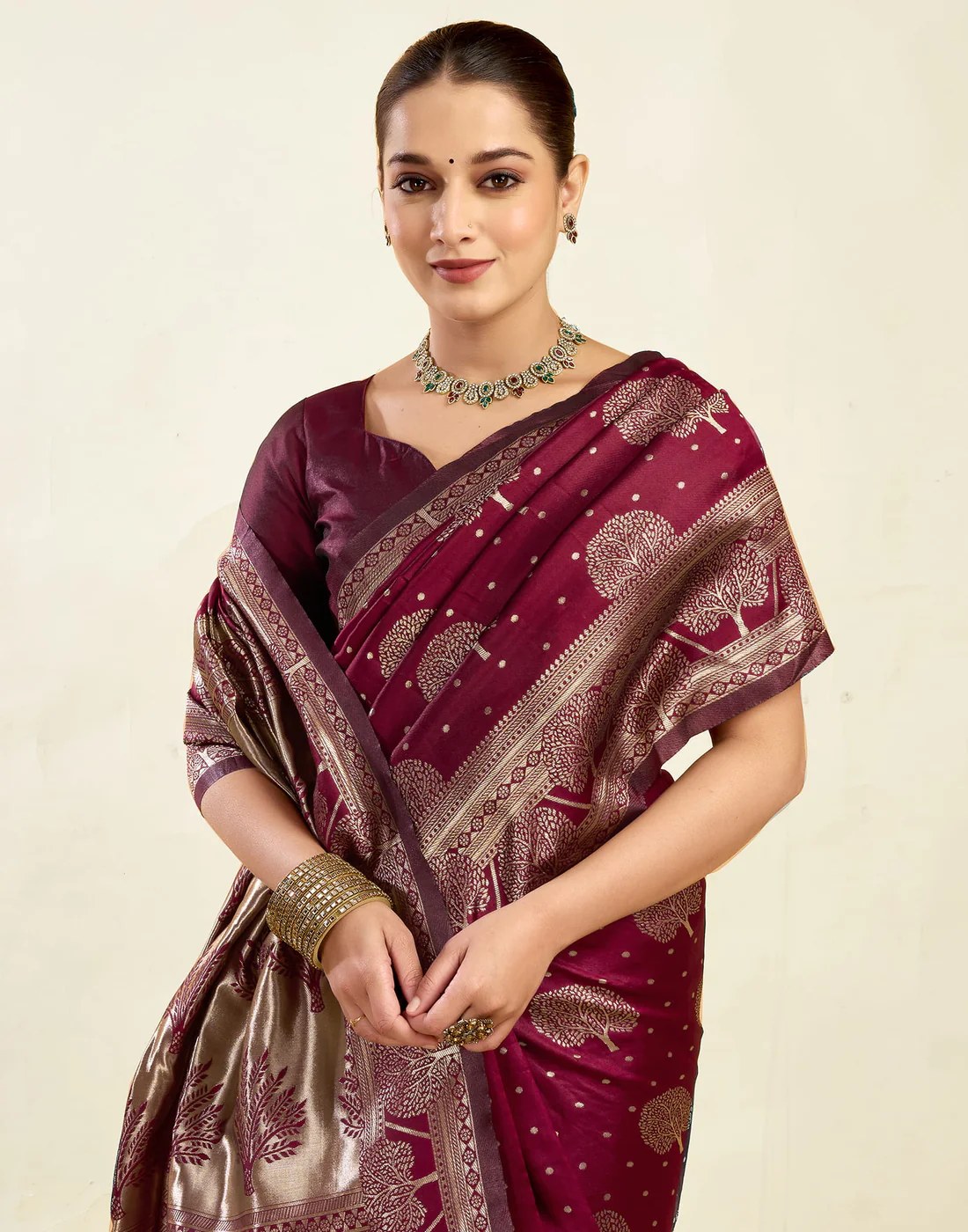 Opulent Maroon Banarasi Silk Saree
