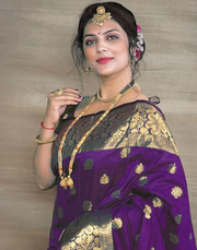 Opulent Wine Banarasi Silk Saree with Luxurious Golden Zari Weaving