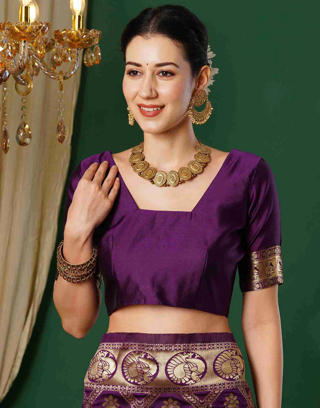Luxurious Wine-Colored Banarasi Silk Saree