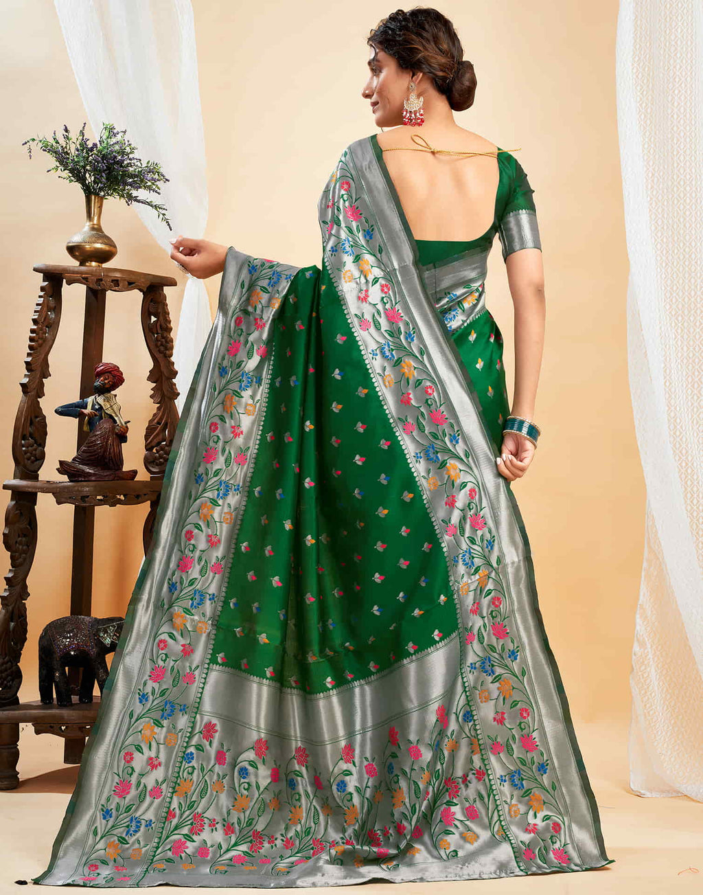 Elegant Bottle Green Banarasi Silk Saree