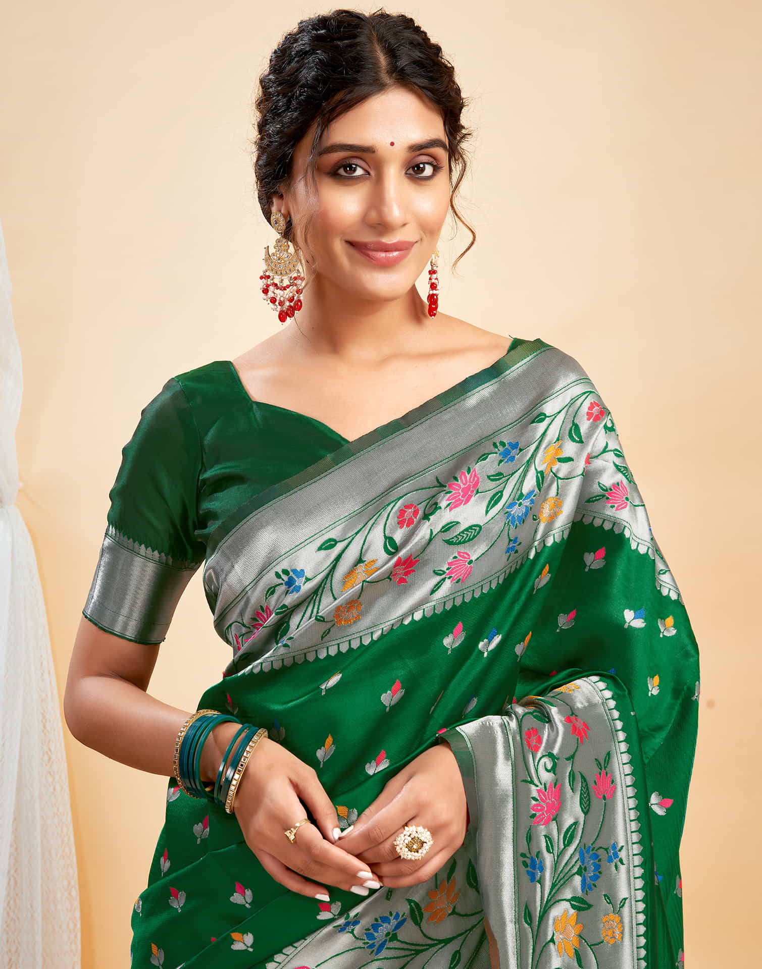 Elegant Bottle Green Banarasi Silk Saree