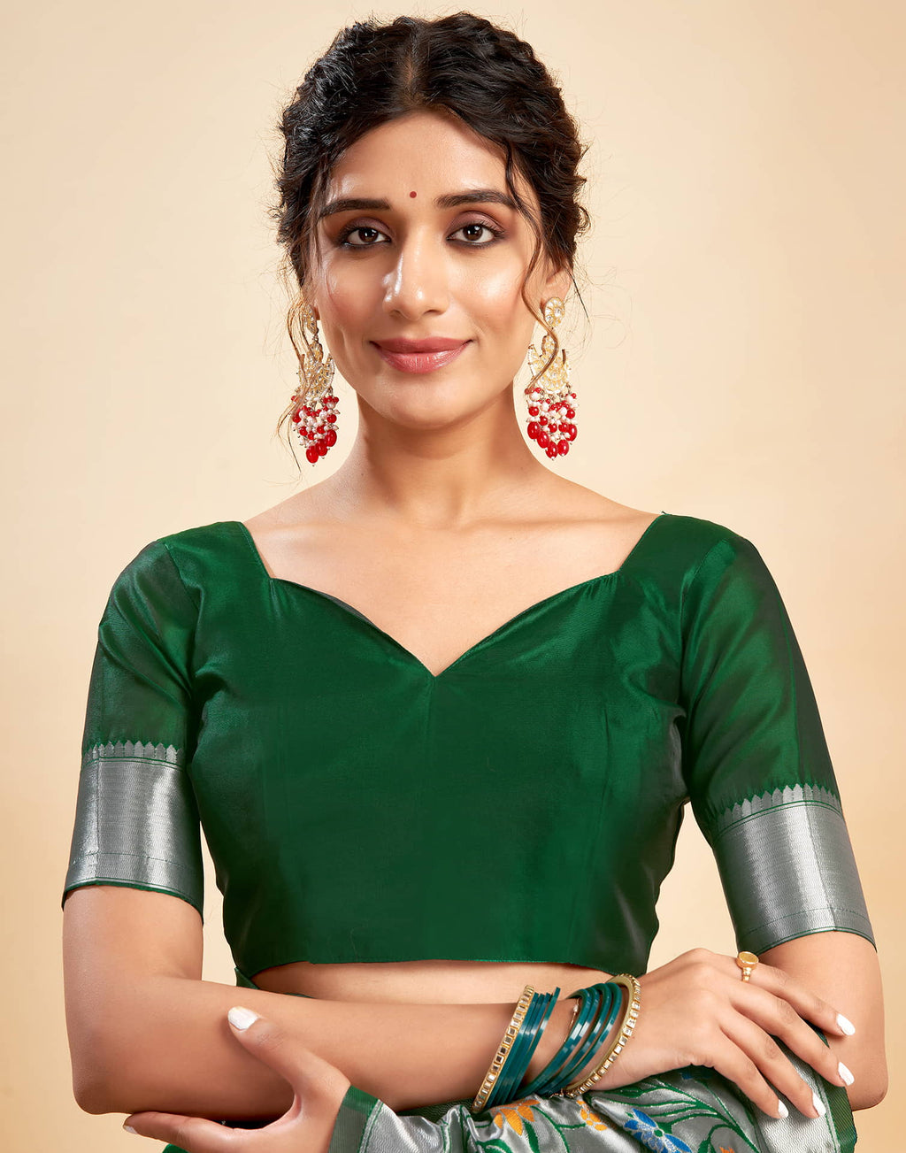 Elegant Bottle Green Banarasi Silk Saree