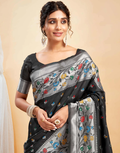 Chic Black Banarasi Silk Saree